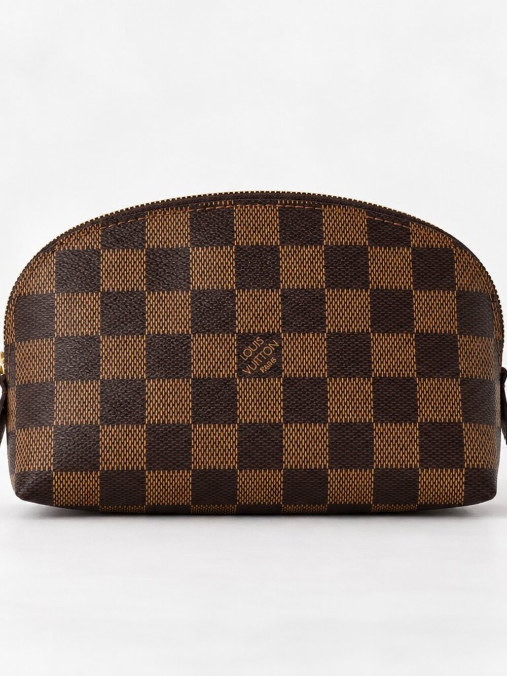 Authentic Louis Vuitton Cosmetic Make Up Bag Damier Ebne Pouch Brown Canvas